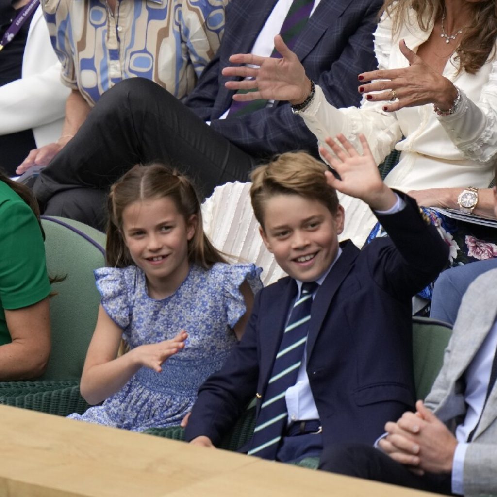 Princess Kate back in Royal Box at Wimbledon with Prince William and two of their children | AP News