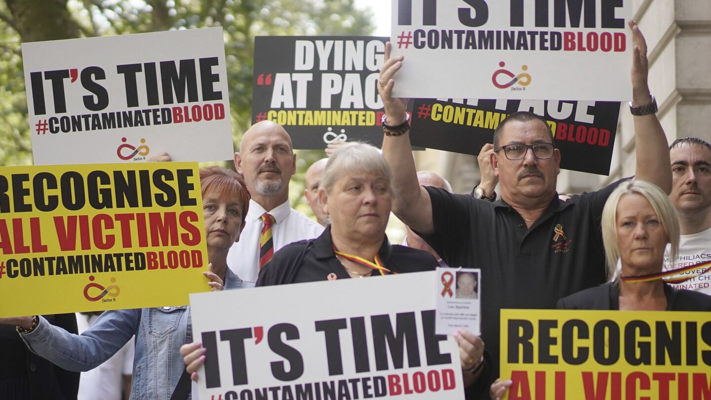 UK prime minister urged to speed up compensation for infected blood scandal victims | AP News