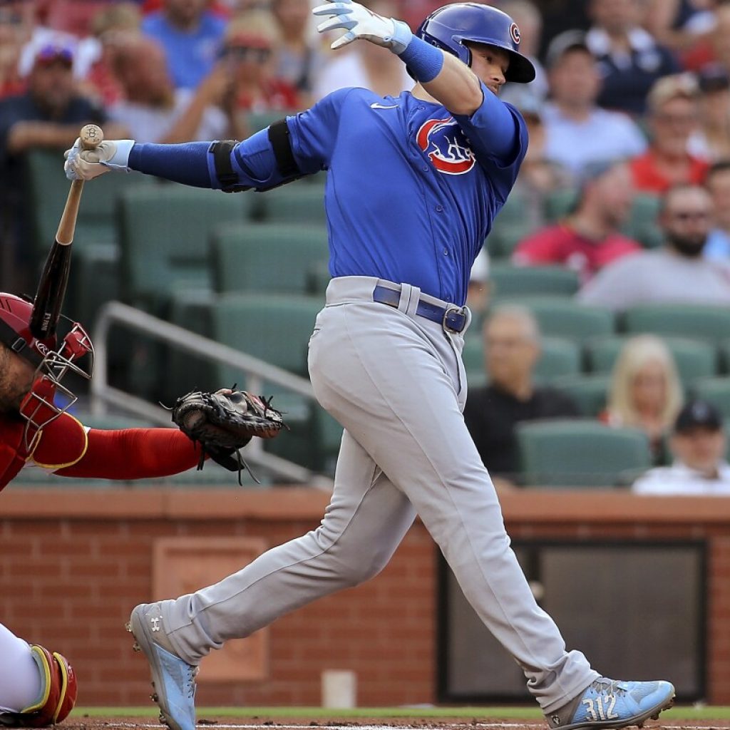 Cubs’ Happ hits Cardinals catcher Contreras in head with follow-through, then gets hit by pitch | AP News