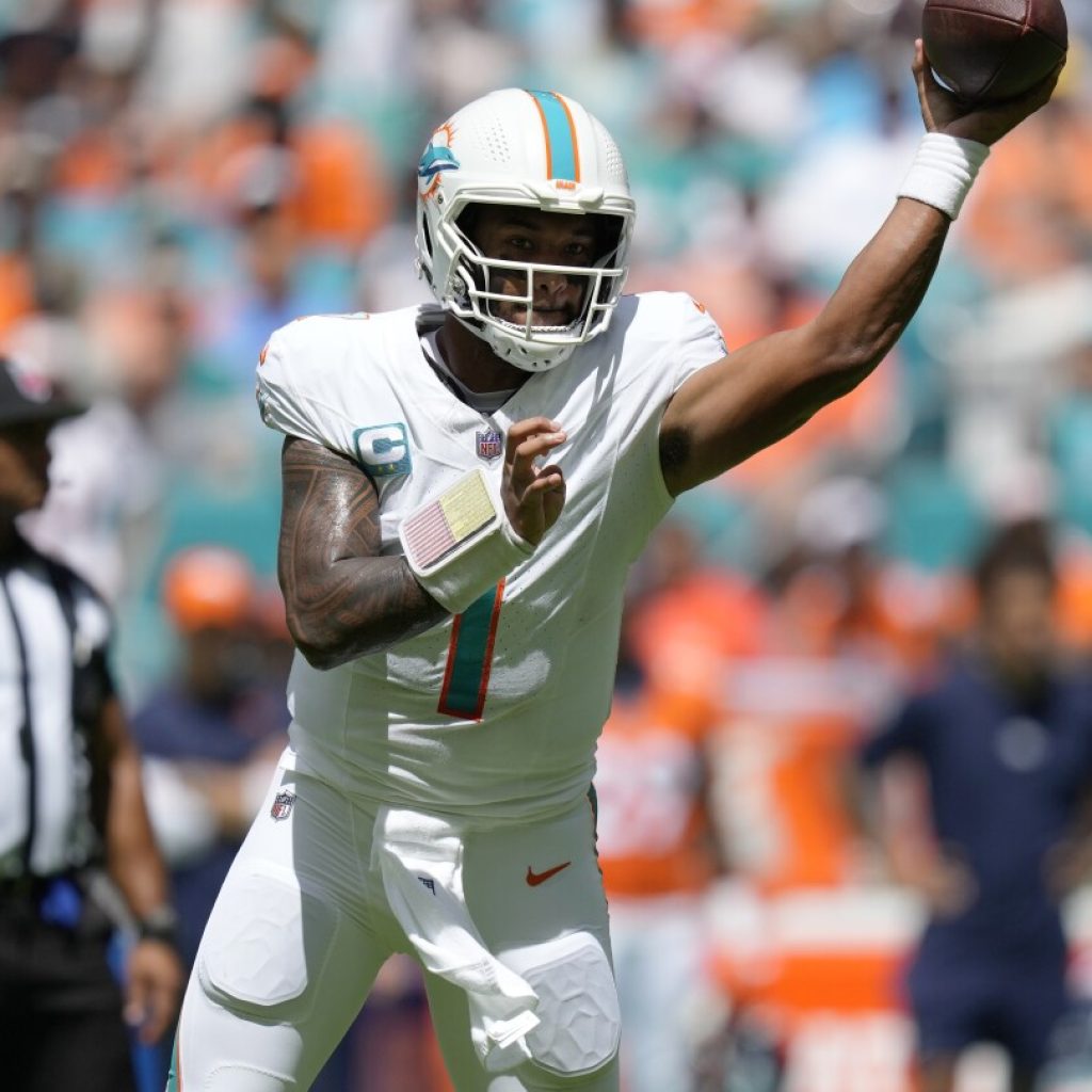 Dolphins rout Broncos 70-20, scoring the most points by an NFL team in a game since 1966 | AP News