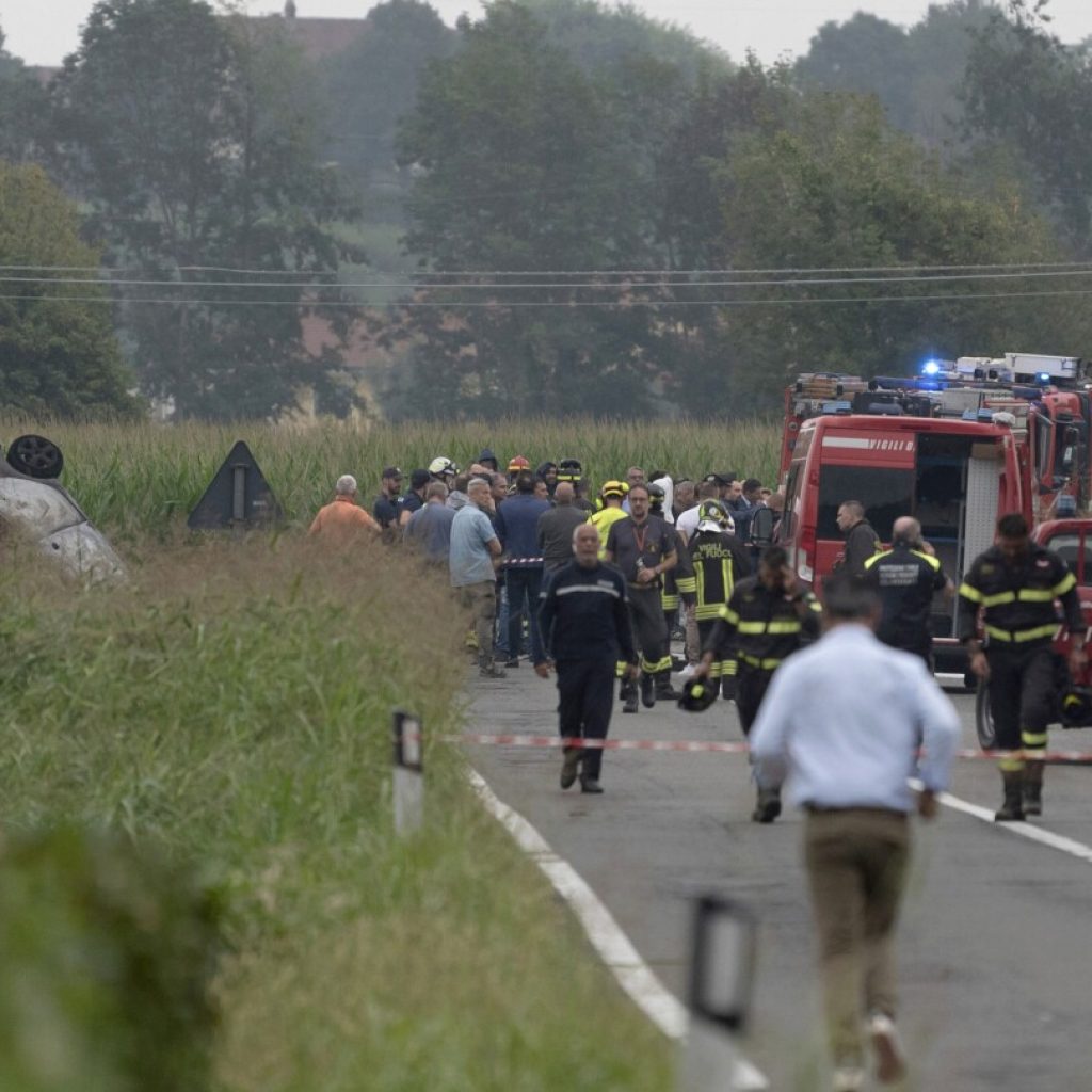 Italy investigates if acrobatic plane struck birds before it crashed, killing a child on the ground | AP News