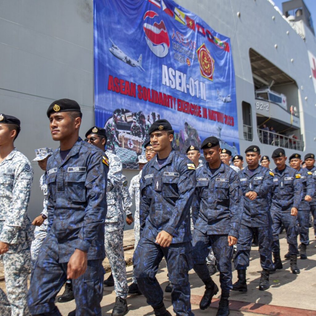 Southeast Asia nations hold first joint navy drills near disputed South China Sea | AP News