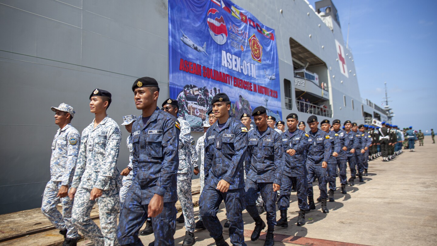 Southeast Asia nations hold first joint navy drills near disputed South China Sea | AP News