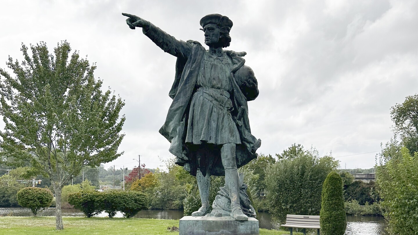 Columbus statue, removed from a square in Providence, Rhode Island, re-emerges in nearby town | AP News