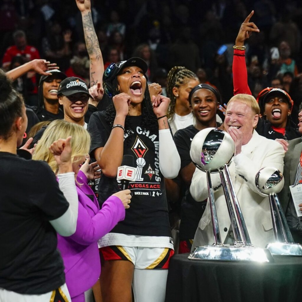 Las Vegas Aces become first repeat WNBA champs in 21 years, beating New York Liberty 70-69 in Game 4 | AP News