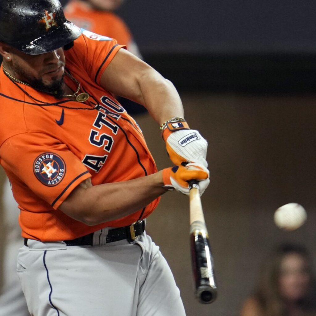 Abreu, Alvarez and Altuve power Astros’ rout of Rangers in Game 4 to even ALCS | AP News