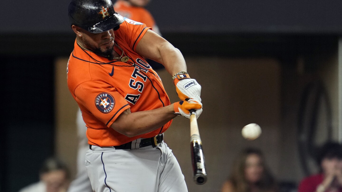 Abreu, Alvarez and Altuve power Astros’ rout of Rangers in Game 4 to even ALCS | AP News