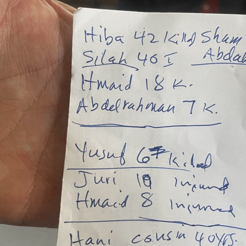 5 dead and 5 injured — names on a scrap of paper show impact of Gaza war on a US family | AP News