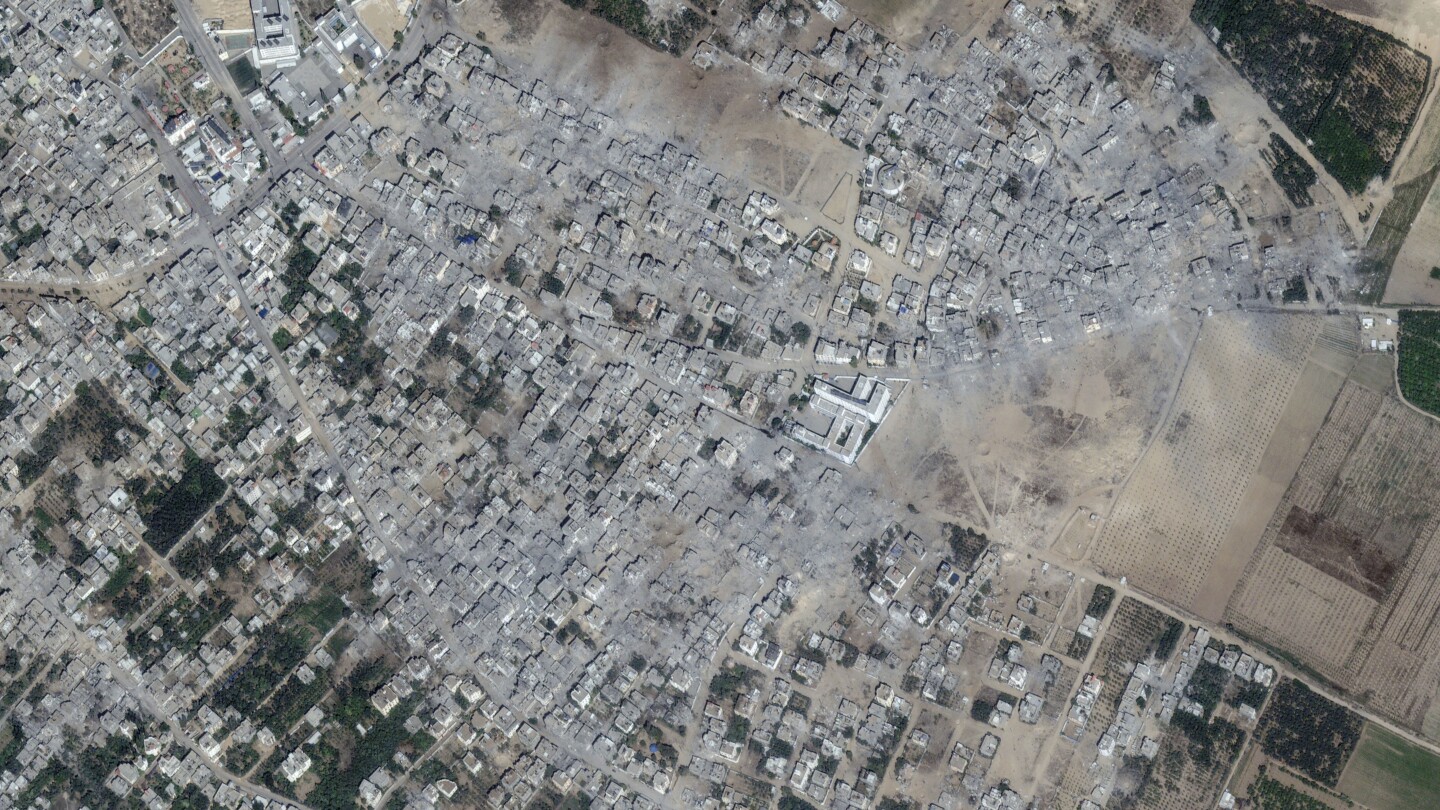 Parts of Gaza look like a wasteland from space. Look for the misshapen buildings and swaths of gray | AP News