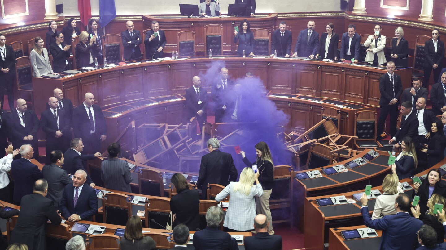 Albania’s opposition tries to disrupt a parliament session in protest against ruling Socialists | AP News