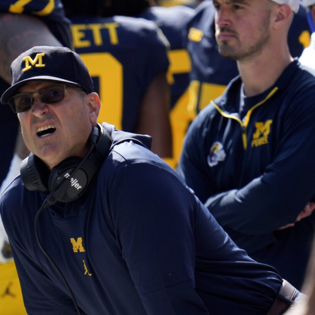 Jim Harbaugh banned for rest of Michigan football’s regular-season | AP News