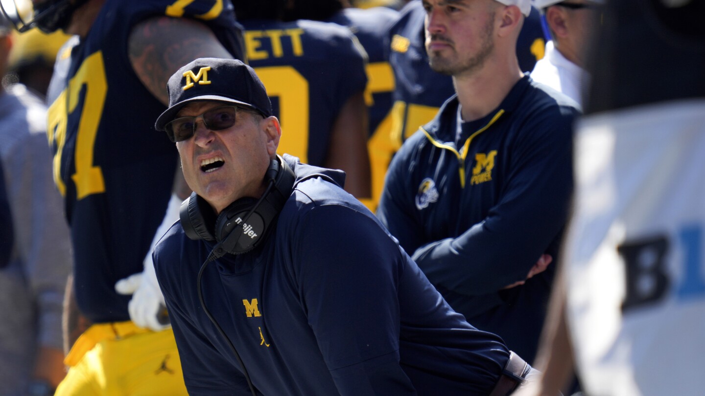 Jim Harbaugh banned for rest of Michigan football’s regular-season | AP News