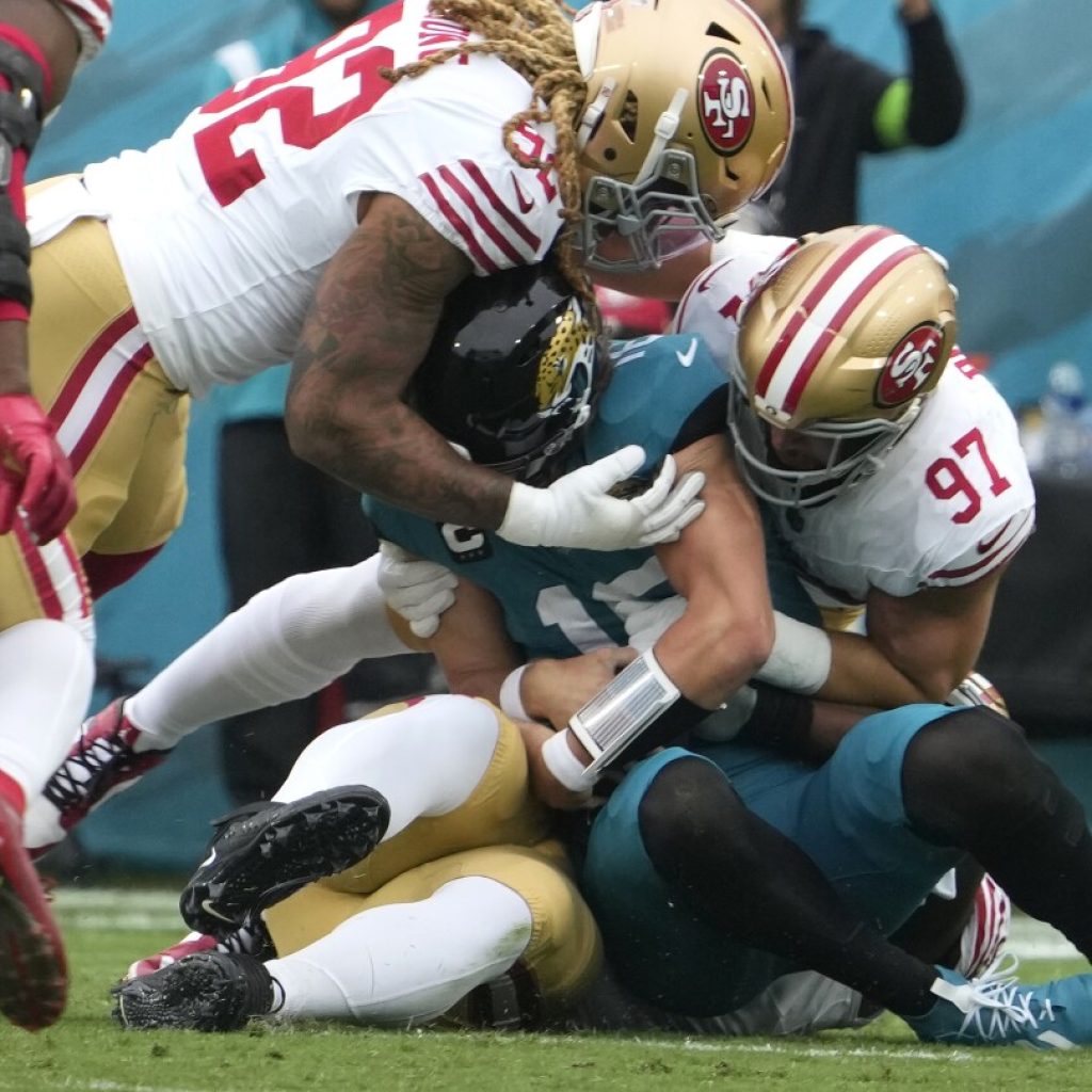 Jaguars embarrassed and humbled in a 34-3 loss to 49ers that ended a 5-game winning streak | AP News