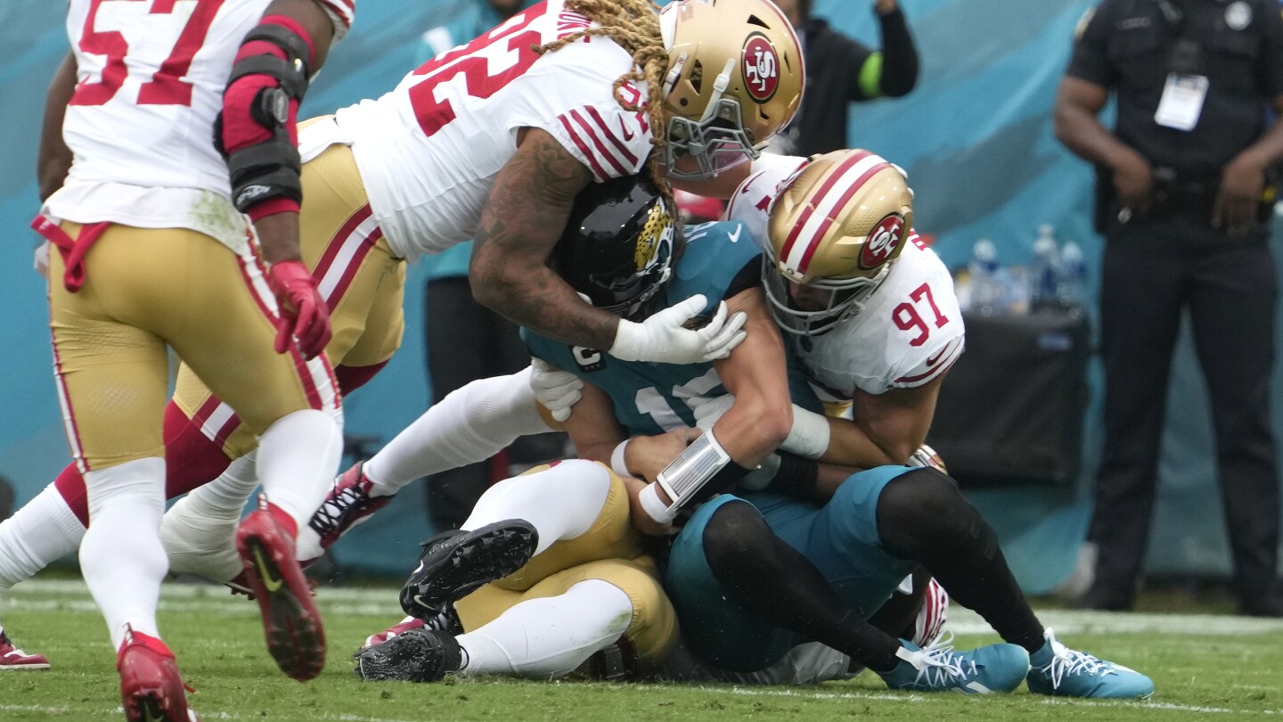 Jaguars embarrassed and humbled in a 34-3 loss to 49ers that ended a 5-game winning streak | AP News