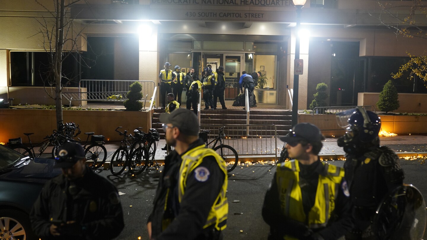 Police make arrests at protest outside DNC headquarters | AP News