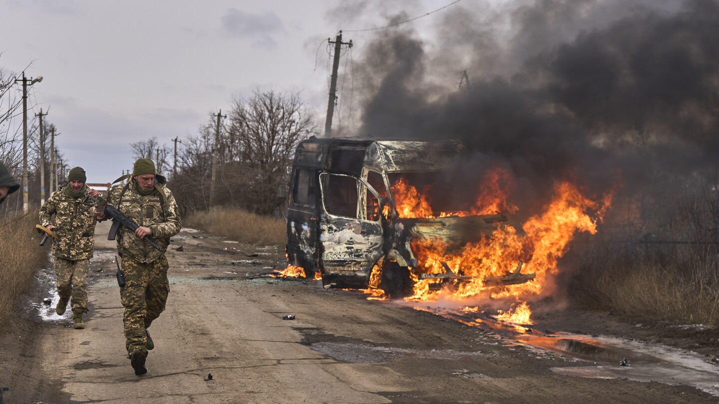 Ukraine aims a major drone attack at Crimea as Russia tries to capture a destroyed eastern city | AP News