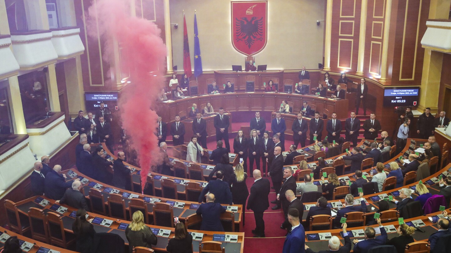 Albanian opposition disrupts parliament as migration deal with Italy taken off the agenda | AP News