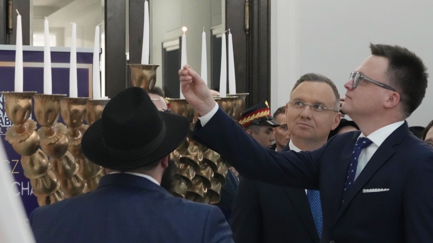 Top Polish leaders celebrate Hanukkah in parliament after antisemitic incident | AP News