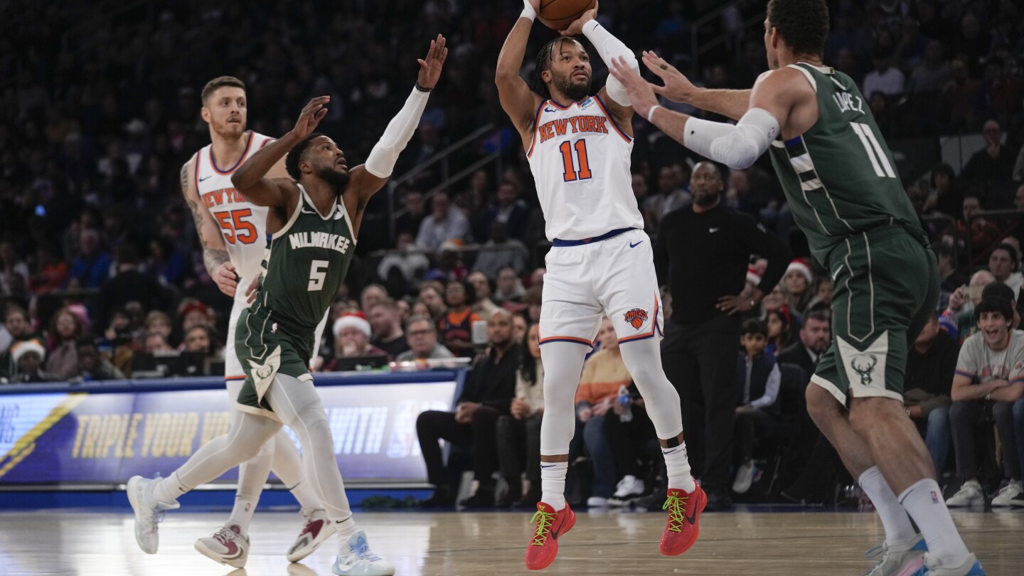 Brunson scores 38, Knicks snap Bucks’ seven-game winning streak with 129-122 victory | AP News