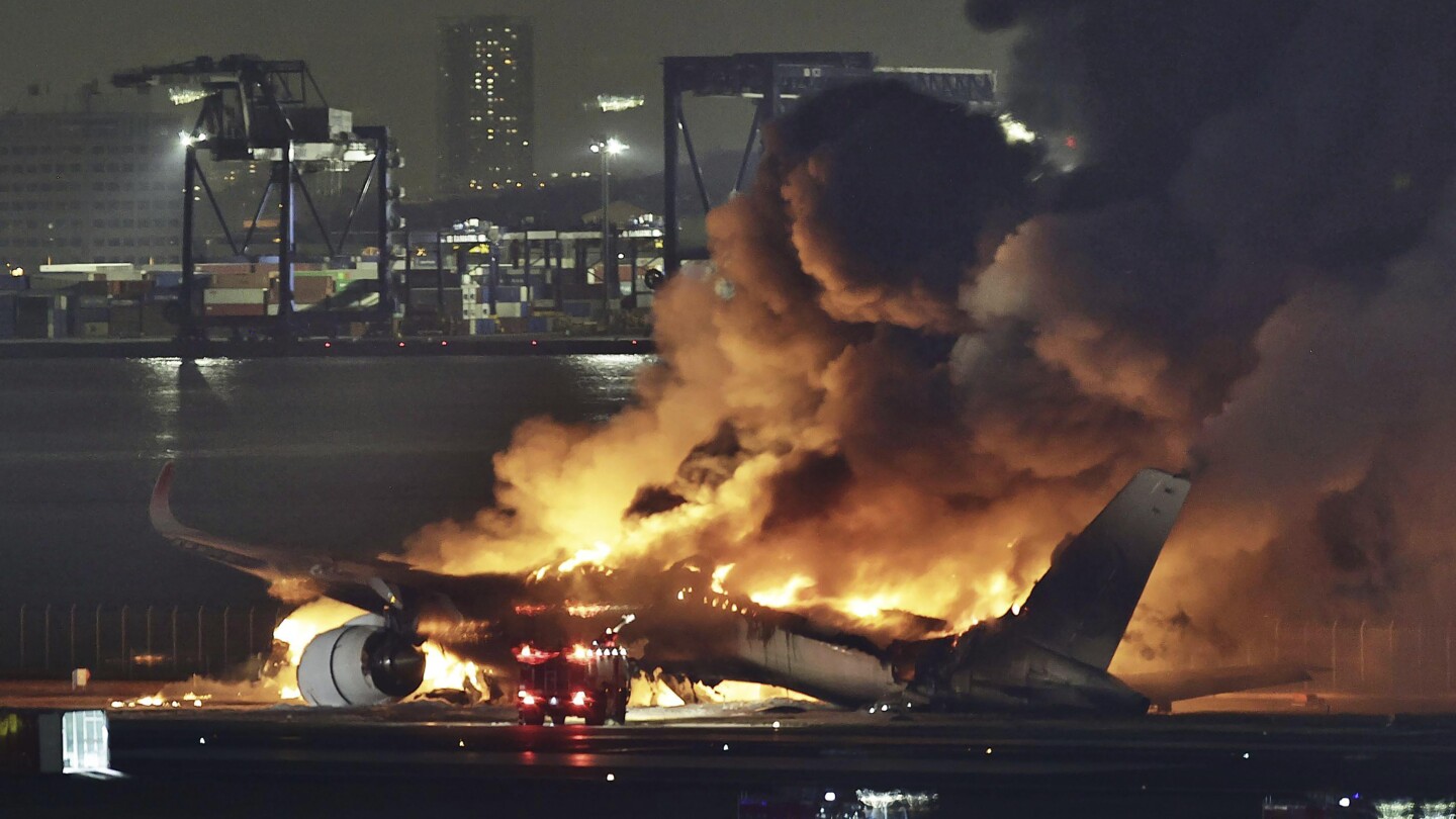 A jet’s carbon-composite fiber fuselage burned on a Tokyo runway. Is the material safe? | AP News