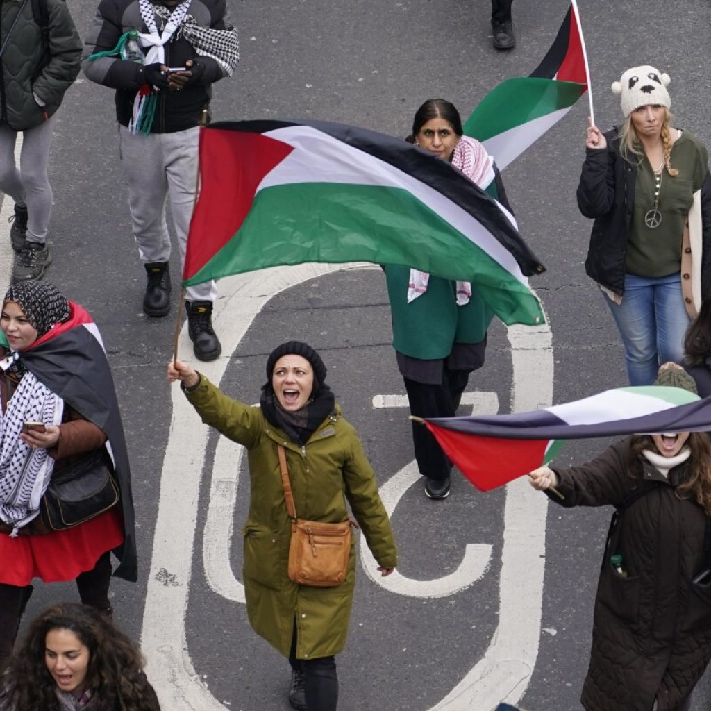 A global day of protests draws thousands in London and other cities in pro-Palestinian marches | AP News