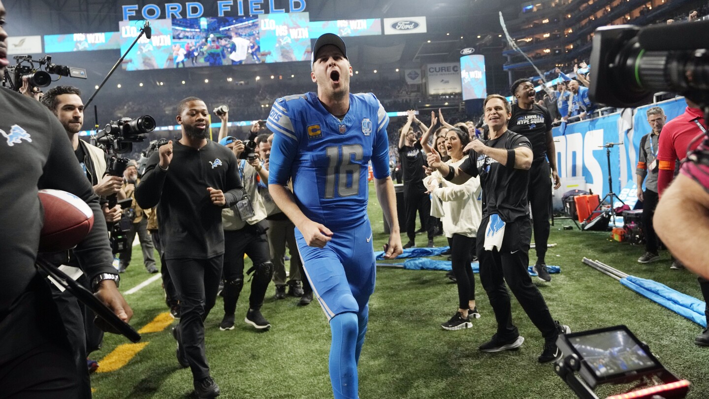 Jared Goff leads Lions to first playoff win in 32 years | AP News