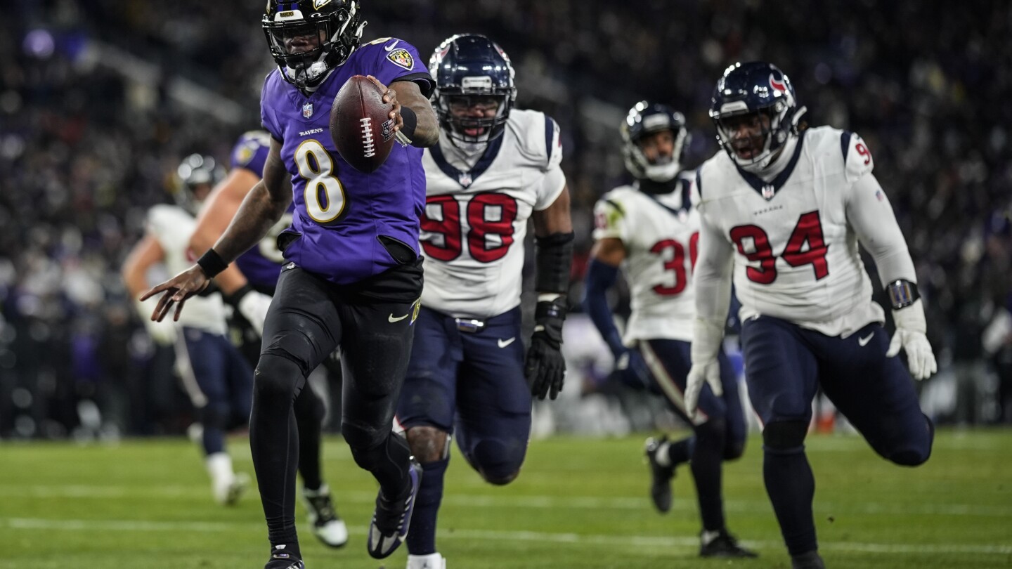 Lamar Jackson and Ravens pull away in the second half to beat Texans 34-10 and reach AFC title game | AP News