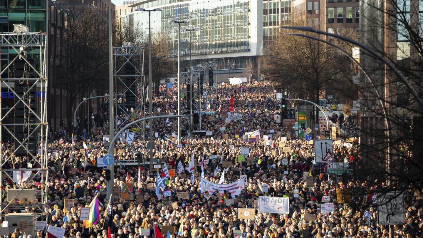 The popularity of a far-right party produces counter-rallies across Germany | AP News