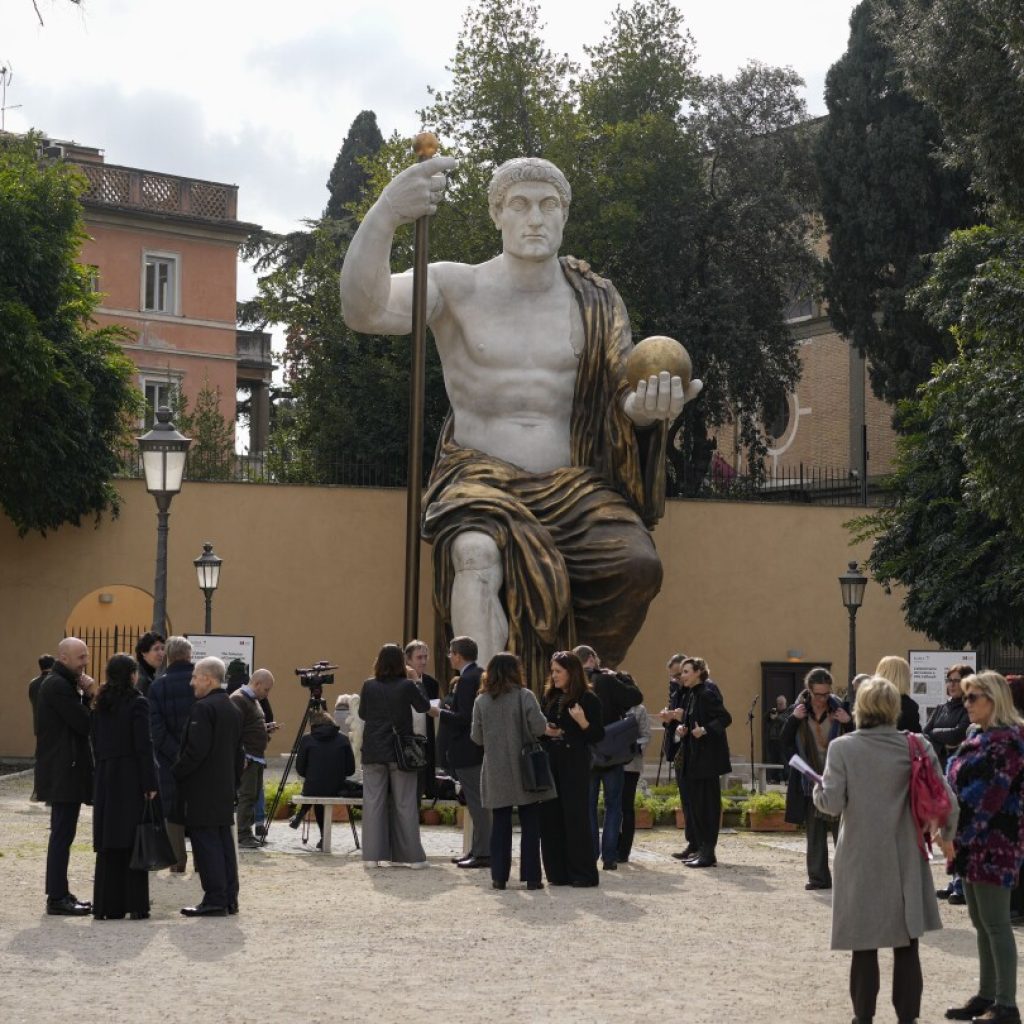 Gigantic replica of Emperor Constantine looks out over Rome as 3D technology brings past to life