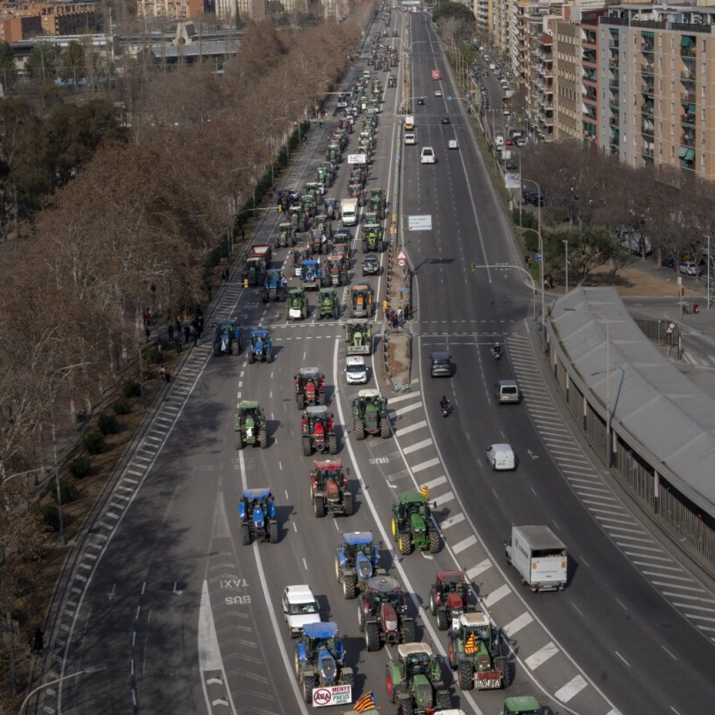 Thousands of Spanish farmers stage a second day of tractor protests over EU policies and prices