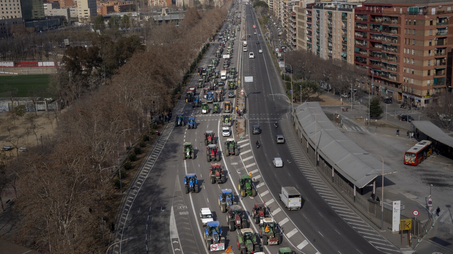 Thousands of Spanish farmers stage a second day of tractor protests over EU policies and prices