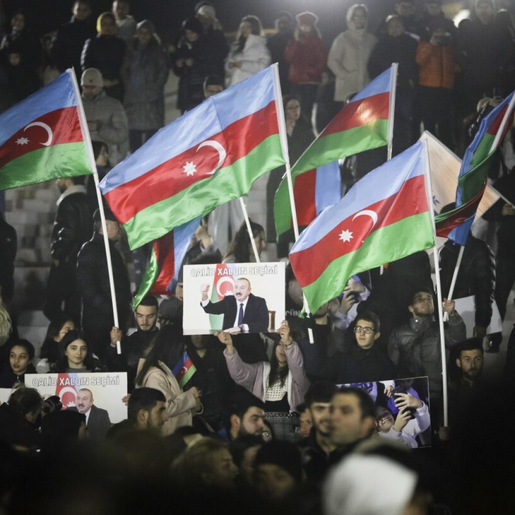 Azerbaijan’s Aliyev officially wins by a landslide in an election that monitors say was restrictive