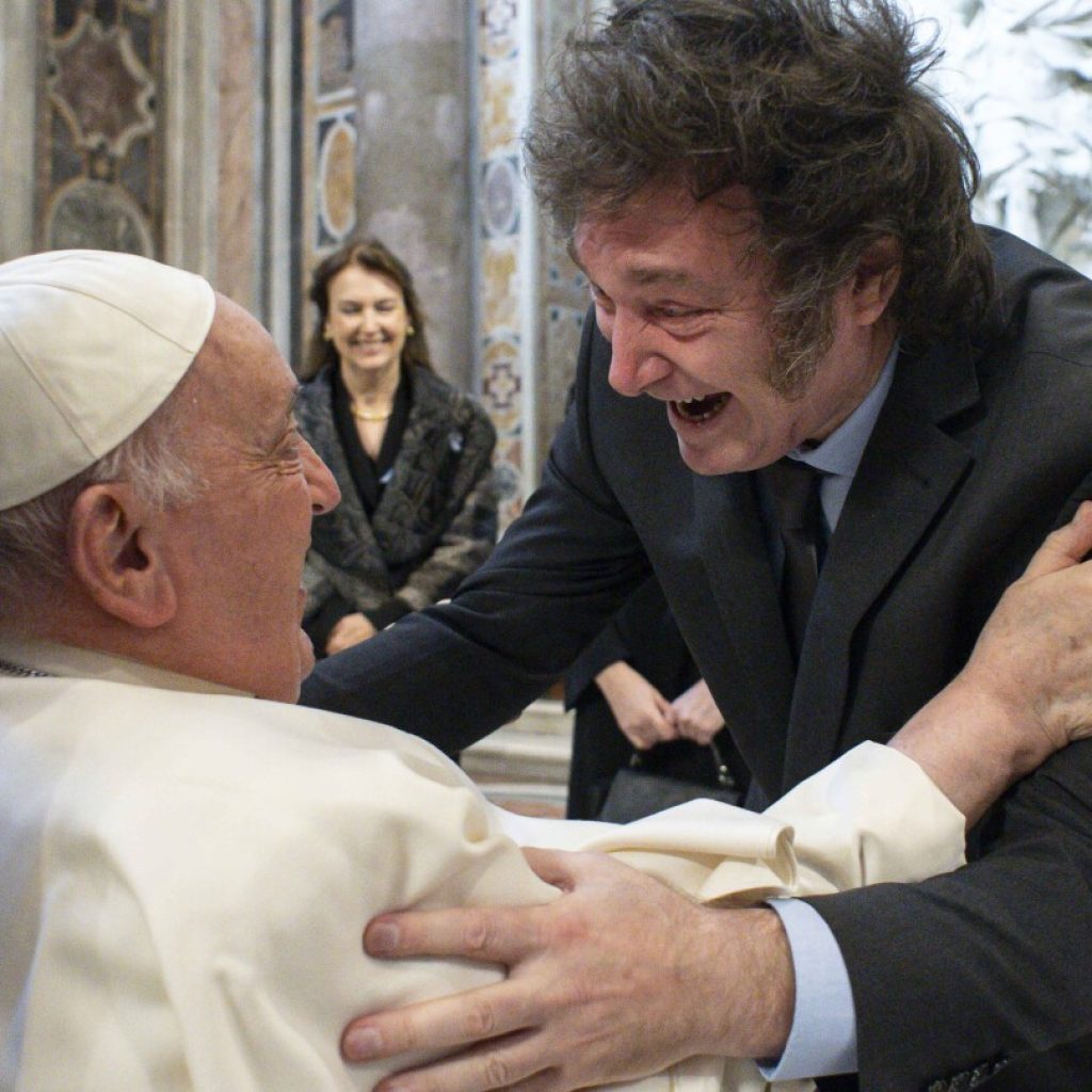 Pope and Argentine President Milei embrace after pontiff canonizes Argentina’s first female saint