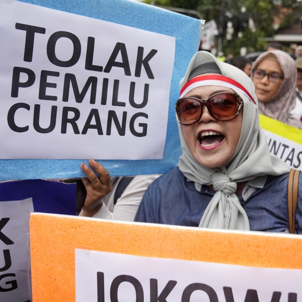 Indonesian activists protest ex-general’s win in presidential election and allege massive fraud