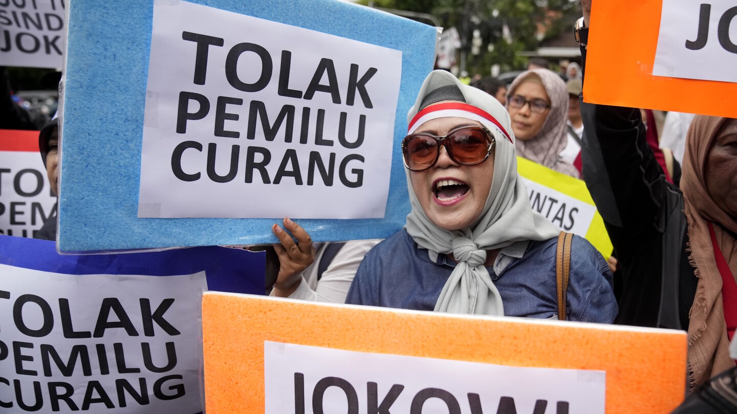 Indonesian activists protest ex-general’s win in presidential election and allege massive fraud