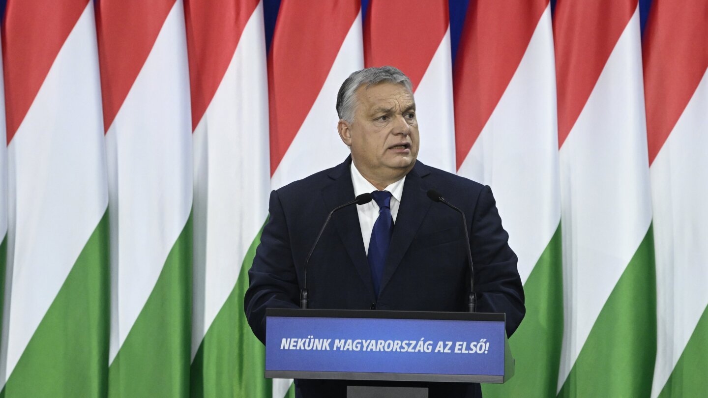 Embattled Orbán addresses Hungary in first appearance since country’s president quit in a scandal