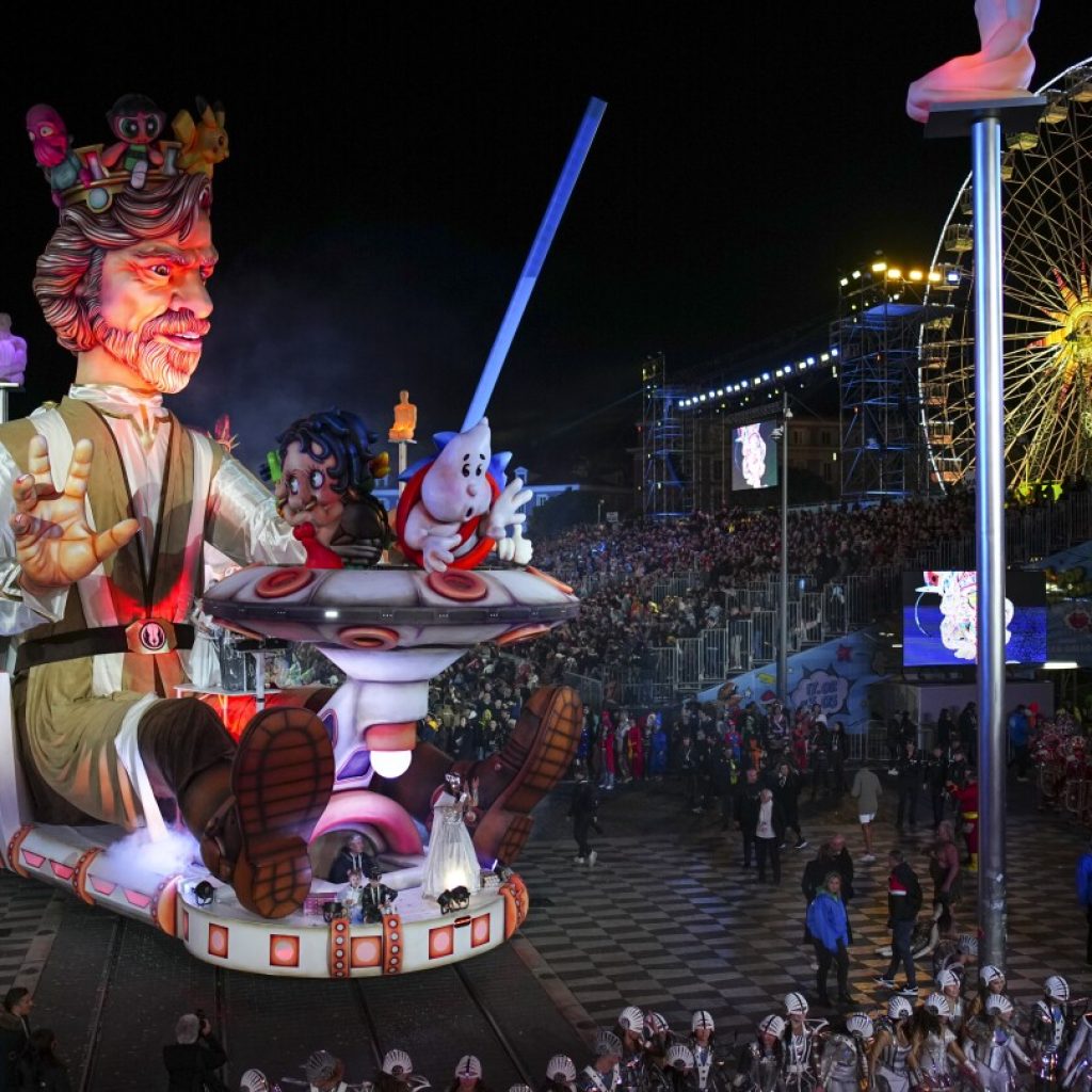 Carnival parades on the French Riviera celebrate pop culture and the Olympics coming to Paris