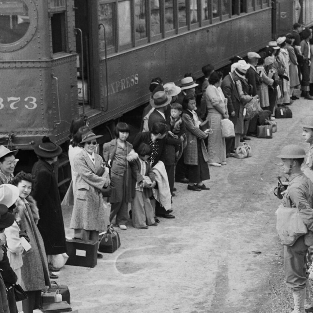 A monument honors Japanese Americans incarcerated during World War II by listing every name