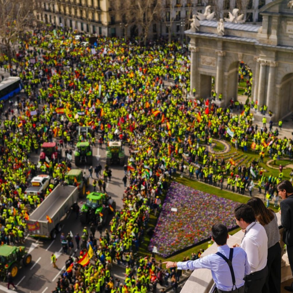 Thousands of farmers advance on Madrid for a major tractor protest over EU policies