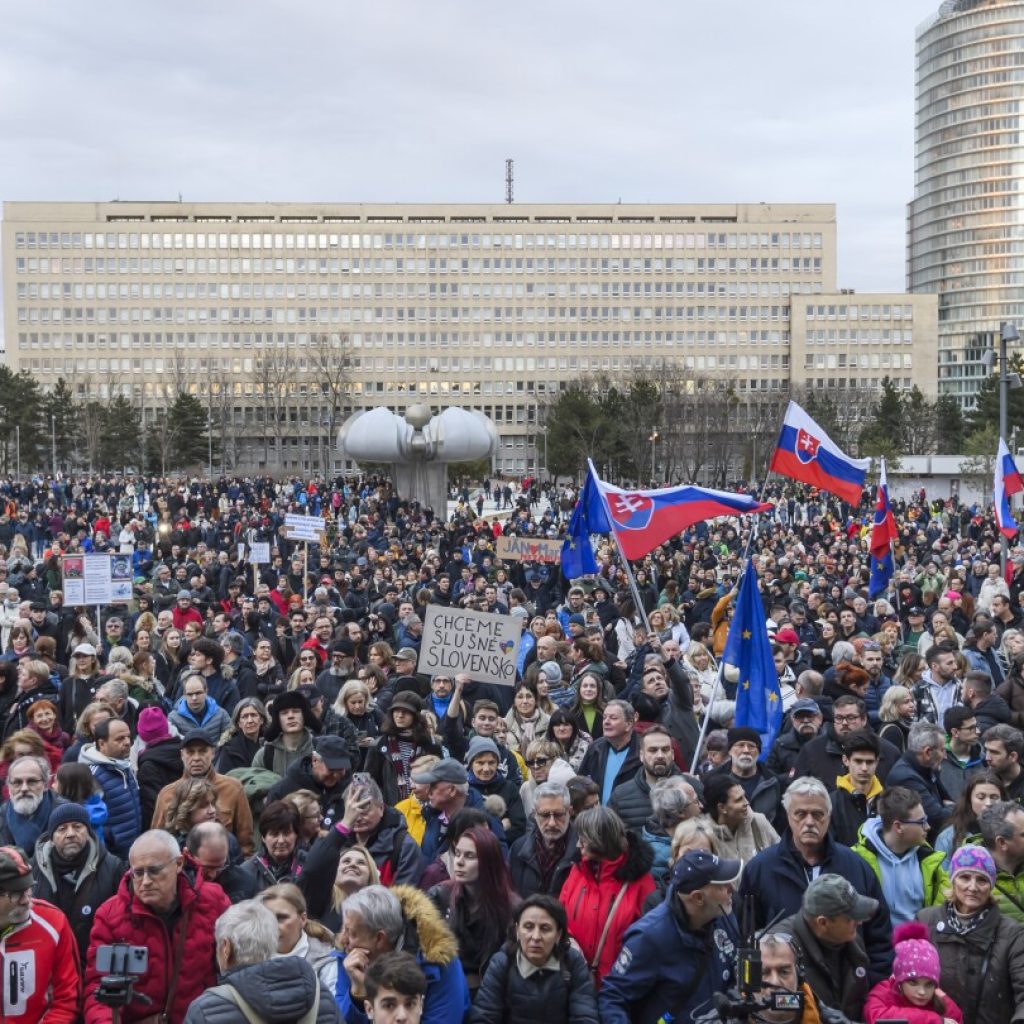 Thousands rally in Slovakia to mark the 2018 slayings of an investigative journalist and his fiancee