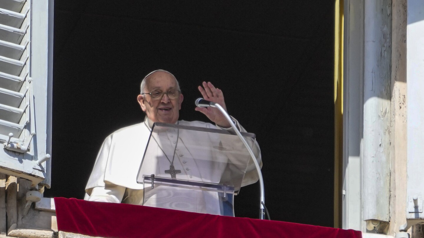 The pope delivers Sunday prayers from the Vatican window a day after suffering a mild flu