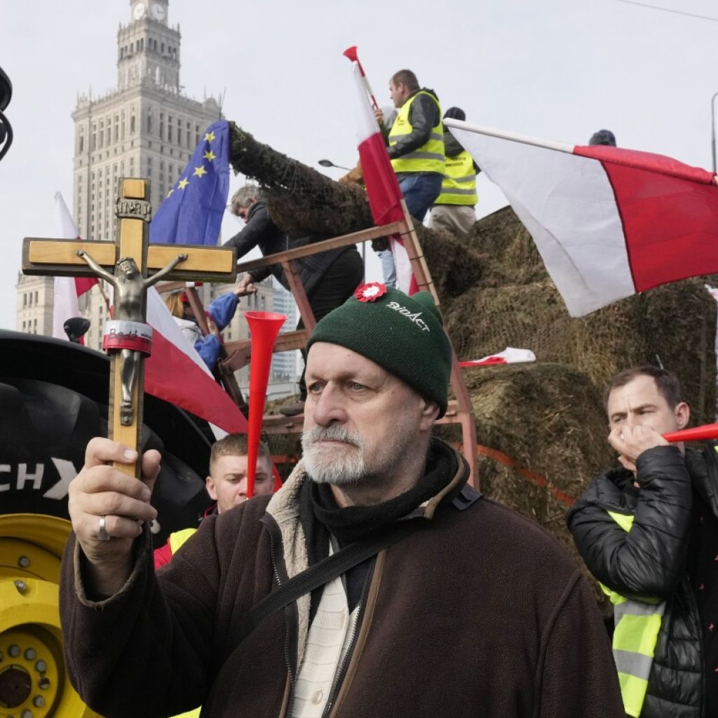 Thousands of farmers march in Poland’s capital to protest Ukrainian imports and EU policies