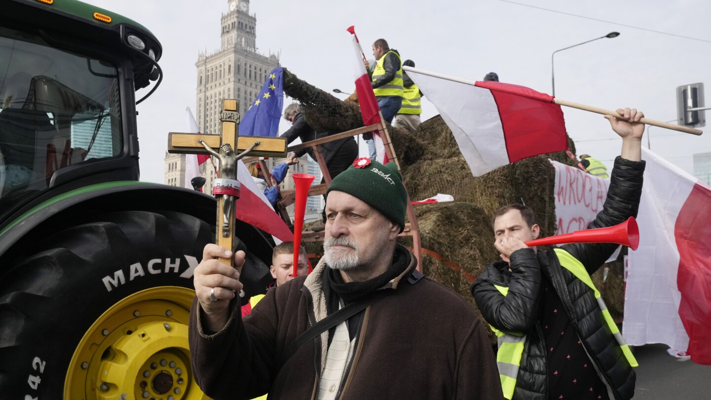 Thousands of farmers march in Poland’s capital to protest Ukrainian imports and EU policies