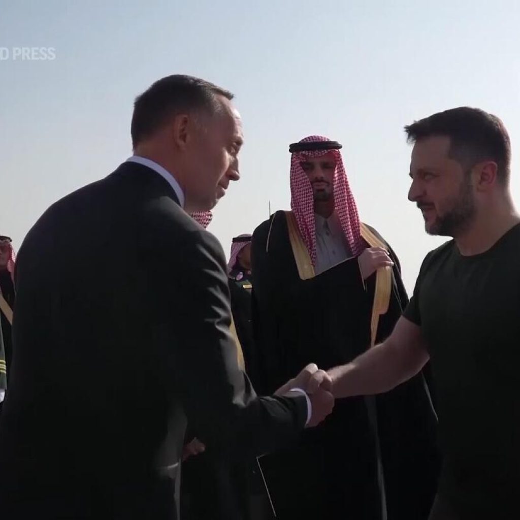 Ukrainian President Zelenskyy arrives in Saudi Arabia to meet Crown Prince Mohammed bin Salman | AP News