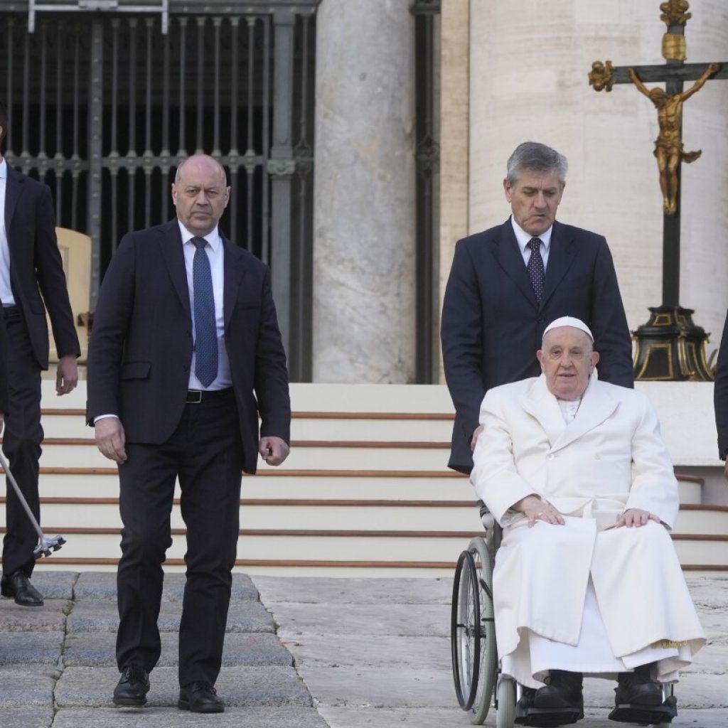 Pope appears unable to climb a few steps as respiratory and mobility problems take their toll