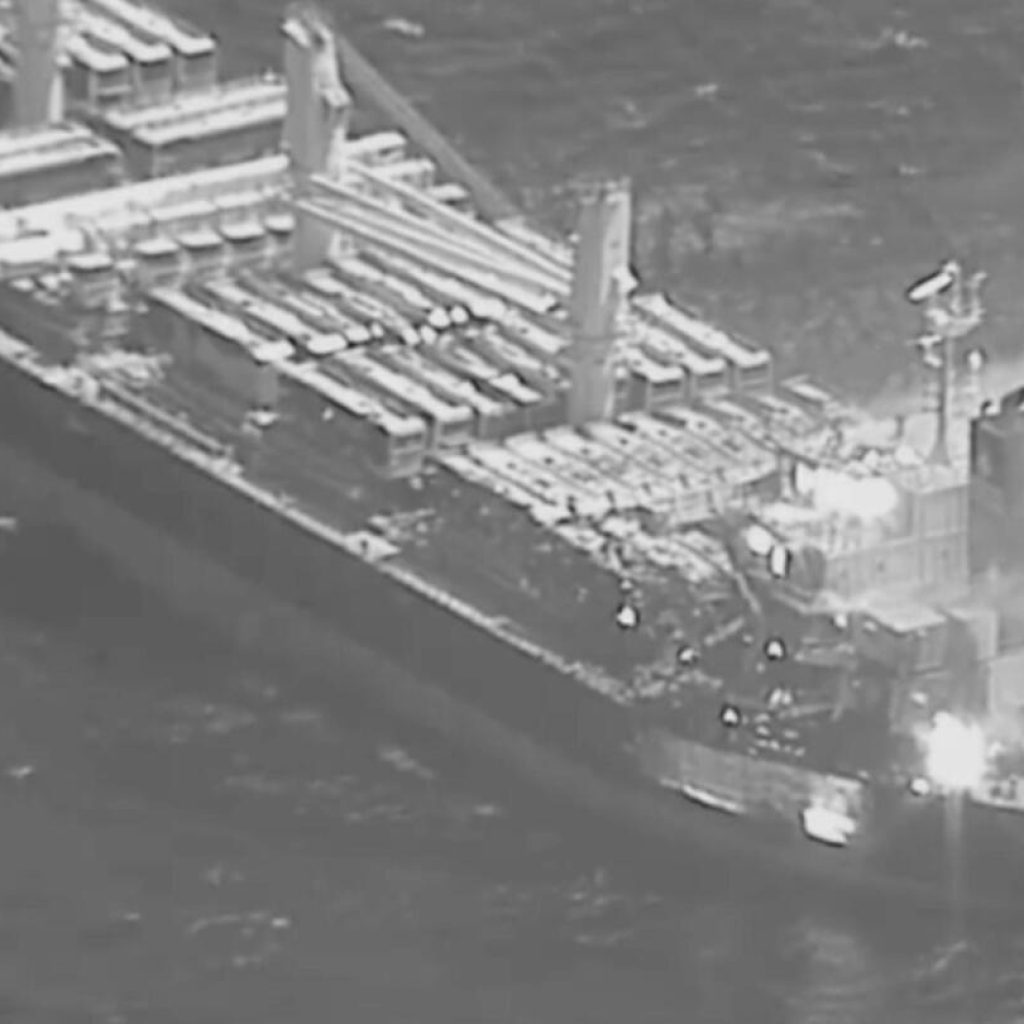 Photos released by US military show ship ablaze on Gulf of Aden after Houthi attack | AP News