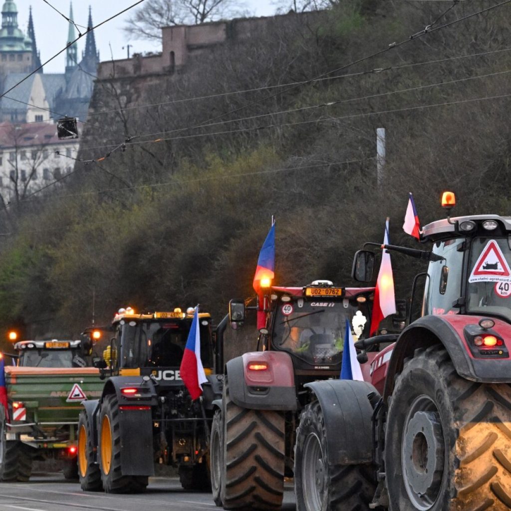 Czech farmers block traffic in Prague in protest against the government and EU agriculture policies
