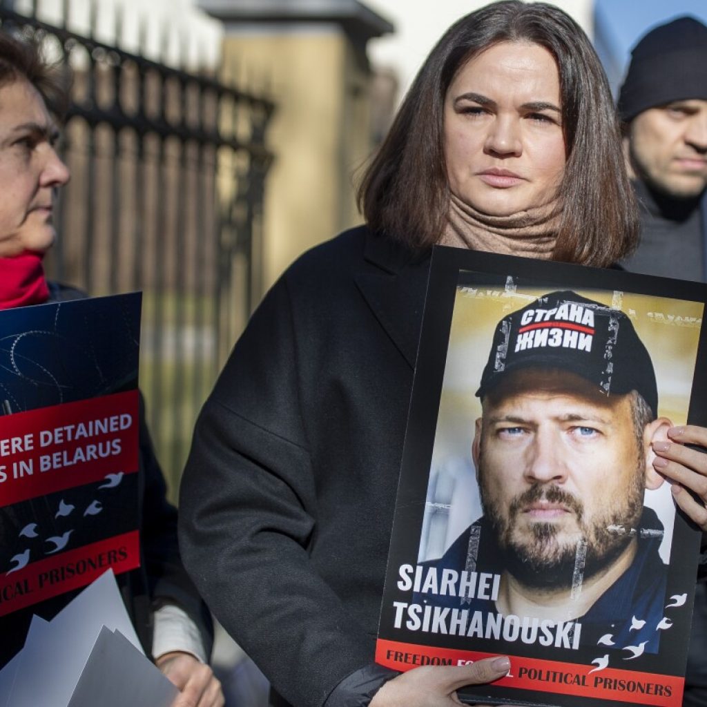 Exiled Belarus opposition leader demands news of her imprisoned husband