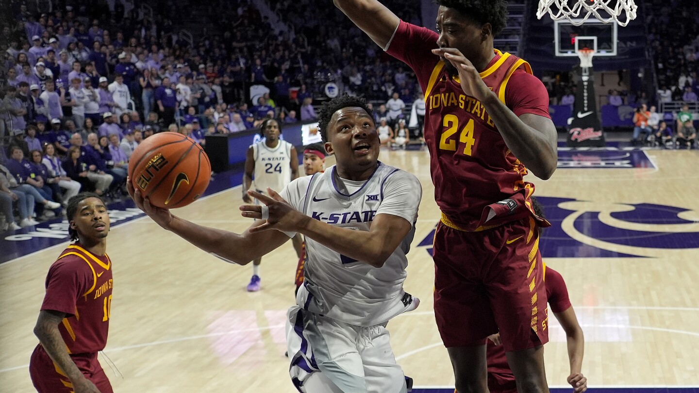 Kansas State tops No. 6 Iowa State 65-58; No. 1 Houston claims Big 12 regular-season title