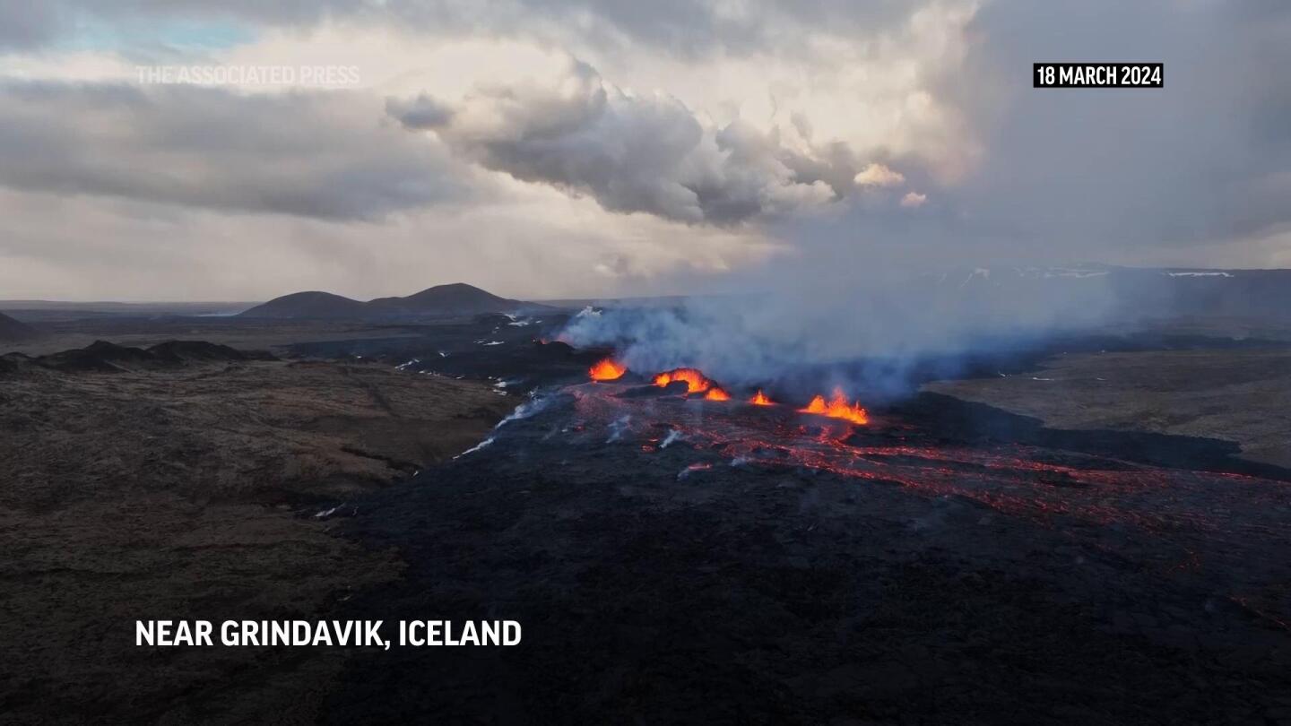 Lava flows near Icelandic town after fourth eruption in three months | AP News